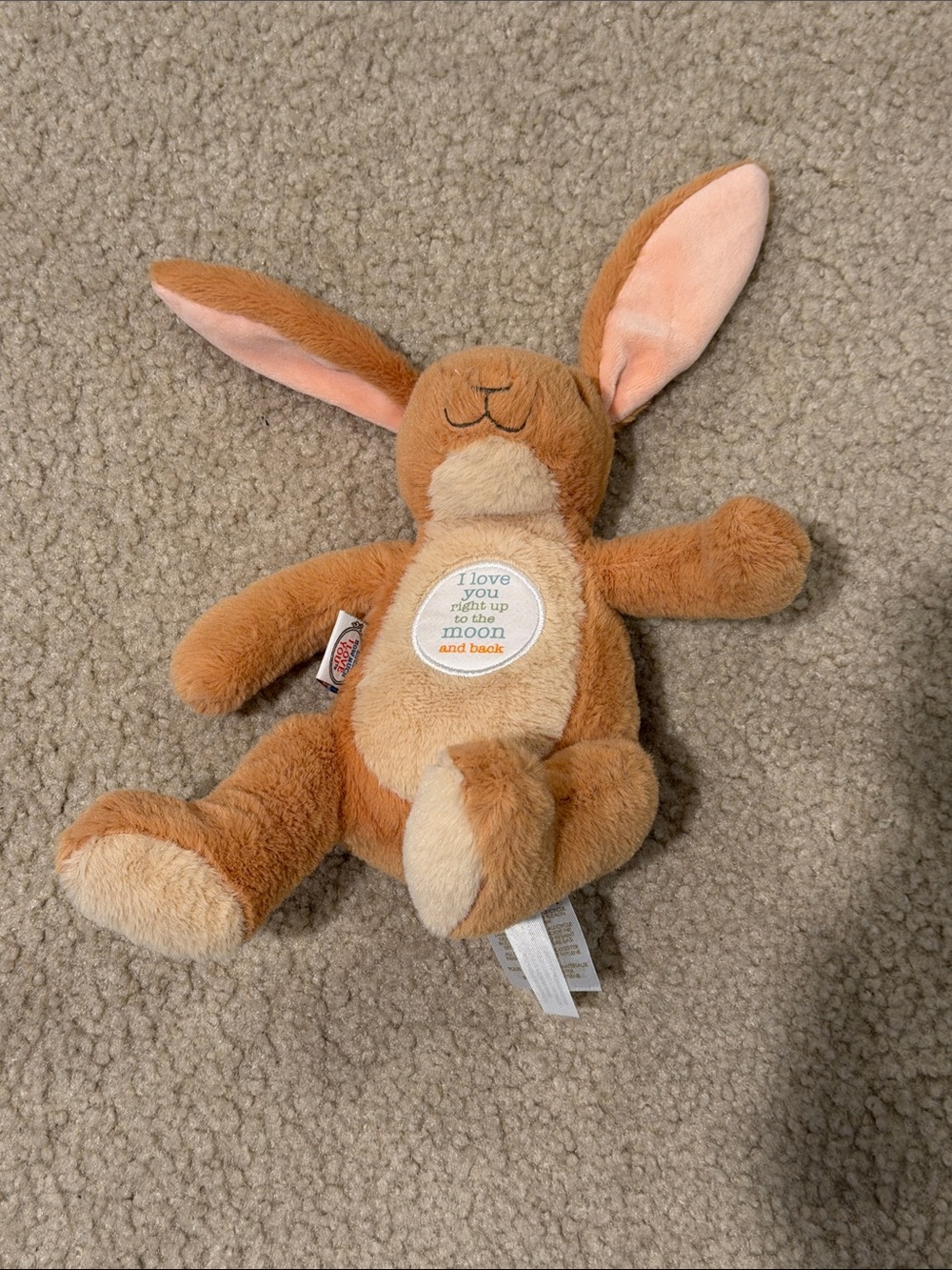 Brown Plush Bunny Stuffed Animal with Pink Inner Ears